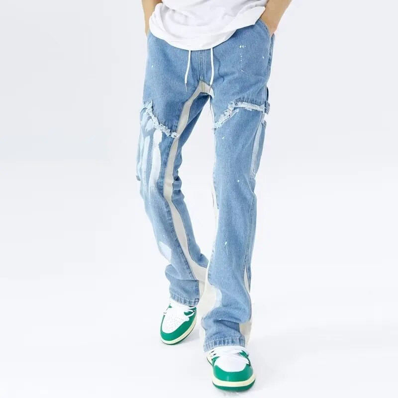 2023 Kanye Y2K Streetwear Baggy Flare Jeans Cargo Παντελόνι Ανδρικά Ρούχα Φούτερ με κορδόνια Ανδρικό τζιν παντελόνι Pantalon Homme