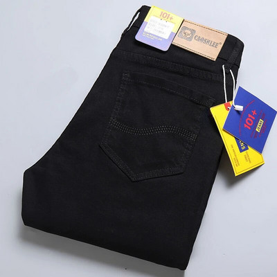 2023 Νέο φθινοπωρινό ανδρικό λεπτό τζιν κλασικό στιλ ίσιο βαμβακερό τζιν παντελόνι ανδρικό παντελόνι μάρκας κρασί κόκκινο μαύρο λευκό παντελόνι