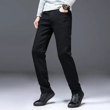Бизнес мъжки дънки Ежедневни прави разтегливи модни класически черни работни дънкови панталони Мъжки дрехи на марката WTHINLEE Размер 28-40