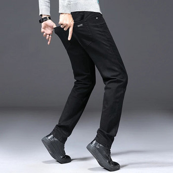 Бизнес мъжки дънки Ежедневни прави разтегливи модни класически черни работни дънкови панталони Мъжки дрехи на марката WTHINLEE Размер 28-40