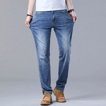 2023 SULEE Нови мъжки дънки Класически стил Усъвършенствани еластични бизнес панталони Ежедневни модни дънкови панталони Мъжки дрехи