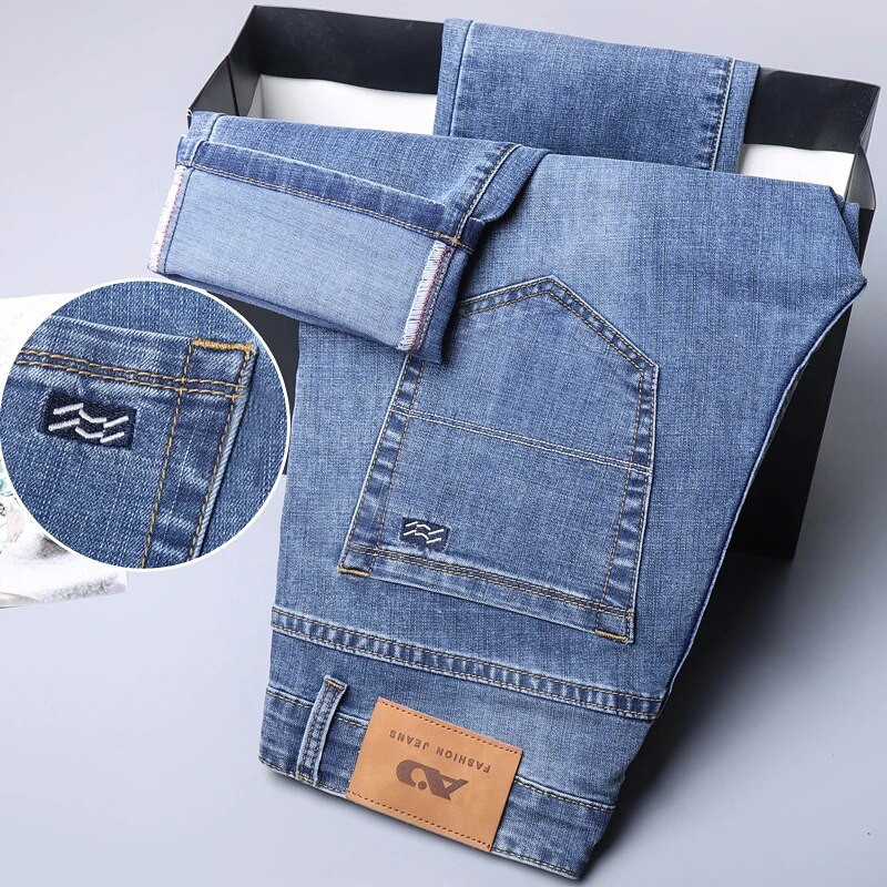 2023 SULEE uued meeste teksad klassikalises stiilis täiustatud venivad äripüksid vabaaja mood Denimpüksid meeste riided