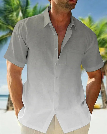 Лятна риза за 2023 г. Мъжка хавайска мъжка риза с къс ръкав Двуцветен печат Мъжка плажна туристическа развлекателна риза с голям джоб 6XL