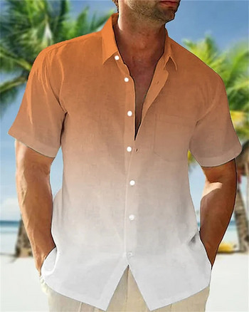 Καλοκαιρινό πουκάμισο 2023 Ανδρικό Χαβάης Ανδρικό κοντομάνικο πουκάμισο με εκτύπωση δύο χρωμάτων Ανδρικό Beach Travel Leisure Oversize Pocket 6XL