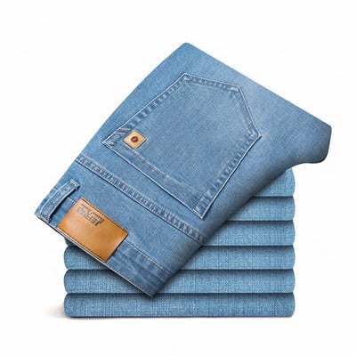 Επώνυμα Ανδρικά ίσια ελαστικά βαμβακερά τζιν Αντρική μόδα Επιχειρηματικό κλασικό ύφος παντελόνι τζιν παντελόνι μεγάλο μέγεθος 35 40 42 44 46