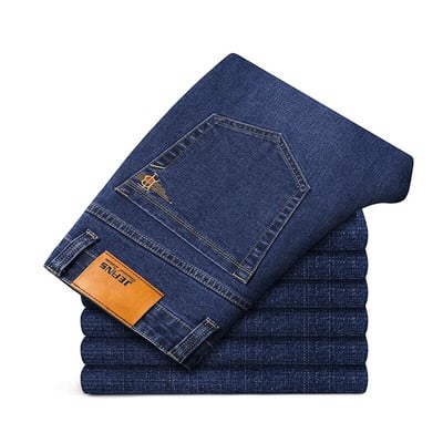Επώνυμα Ανδρικά ίσια ελαστικά βαμβακερά τζιν Αντρική μόδα Επιχειρηματικό κλασικό ύφος παντελόνι τζιν παντελόνι μεγάλο μέγεθος 35 40 42 44 46