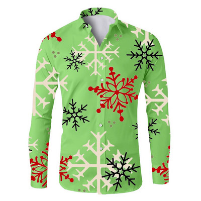 Navidad Graafilised särgid Lumehelbeke uusaasta pluusid Jõulupuhkus Pühade tähistamine Top Pidu pikkade varrukatega Camisas De Hombre