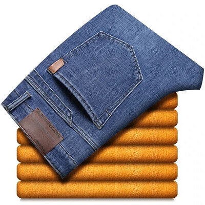 2023 m. Nauji vyriški užsiėmimai Šilti džinsai Aukštos kokybės Garsus prekės ženklas Rudens žiemos džinsai Šilti plaukiojantys Šilti minkšti vyriški džinsai