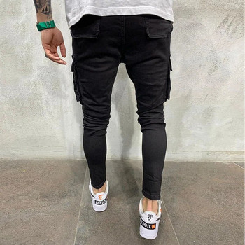 Мъжки еластични тесни скъсани дънки Мъжки слим деним Висококачествени джинсови модни спортни панталони Хип-хоп панталони Jogger Pencil Pants