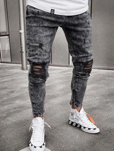 Ανδρικά Stretchy Skinny Ripped Jeans Ανδρικά Slim Fit Τζιν Υψηλής ποιότητας Jean Fashion Φούτερ Παντελόνι Hip hop Παντελόνι Jogger Pencil