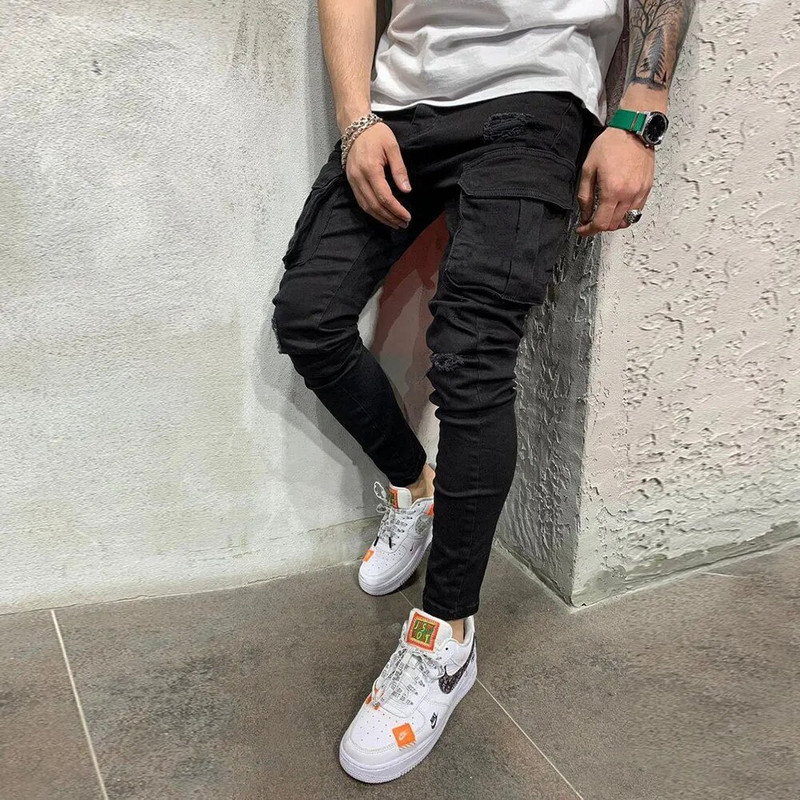Ανδρικά Stretchy Skinny Ripped Jeans Ανδρικά Slim Fit Τζιν Υψηλής ποιότητας Jean Fashion Φούτερ Παντελόνι Hip hop Παντελόνι Jogger Pencil