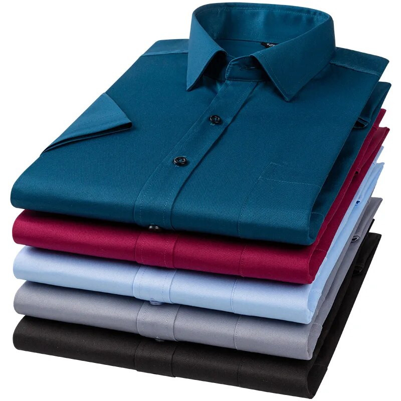 suvised elastsed lühikeste varrukatega särgid meestele ühevärviline tavaline särk saleda vormiga pidulik särk kontoririided õhukesed topid tasuta kohaletoimetamine