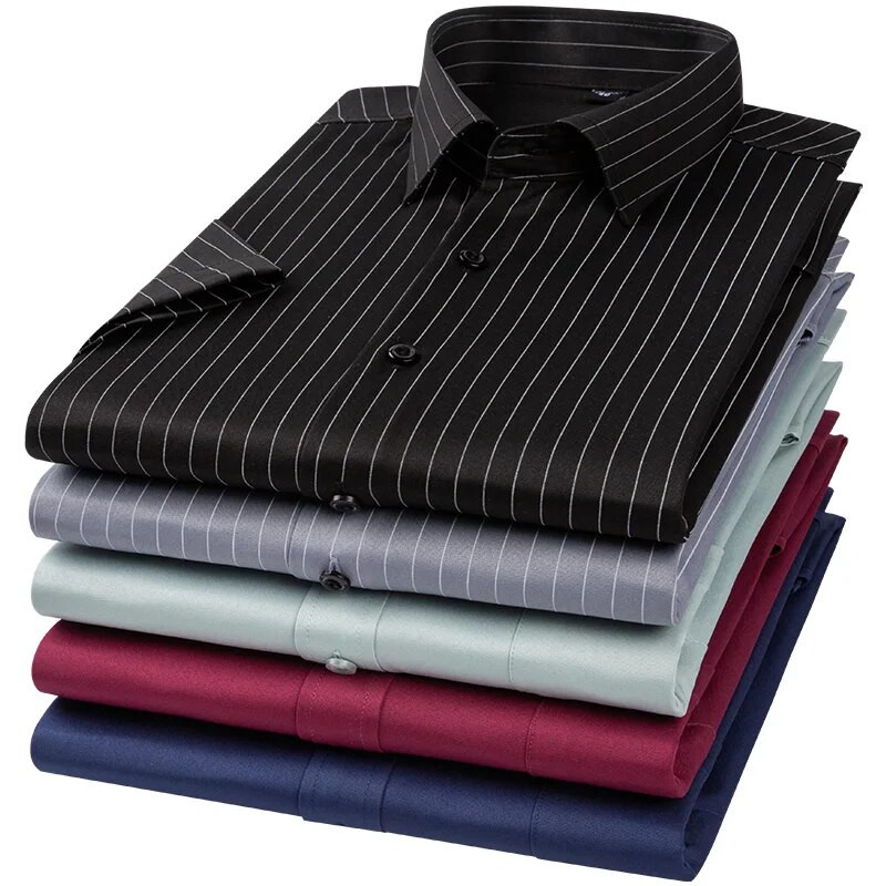 suvised elastsed lühikeste varrukatega särgid meestele ühevärviline tavaline särk saleda vormiga pidulik särk kontoririided õhukesed topid tasuta kohaletoimetamine