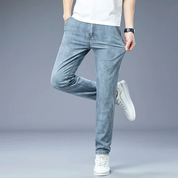 2023 нови мъжки летни тънки дънки Мъжки светли дънки Slim Fit Straight крачоли Младежки модни ежедневни универсални панталони