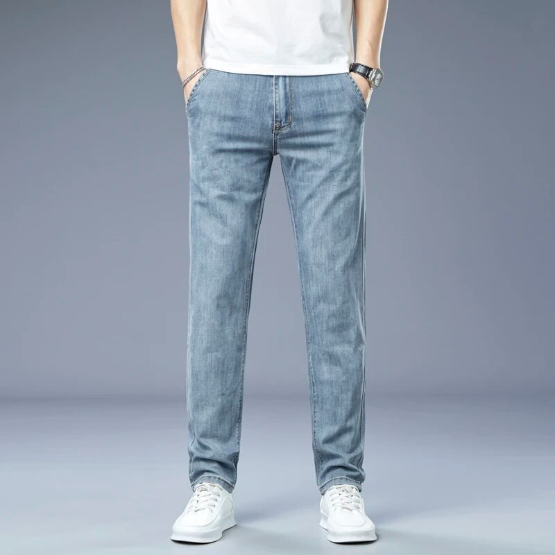 Νέες παραλαβές 2023 ανδρικό καλοκαιρινό λεπτό τζιν Ανδρικό ανοιχτόχρωμο slim fit ίσιο τζιν Τζιν νεανική μόδα casual παντελόνι all-match