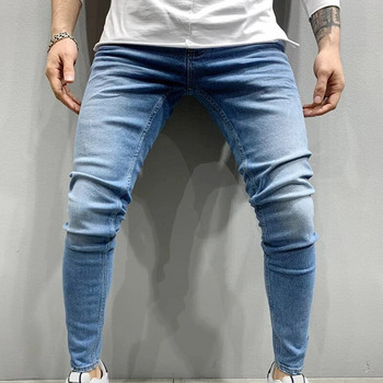 Τζιν Ανδρικά Skinny Slim Fit Μπλε μαύρο Hip Hop Τζιν παντελόνι Casual Jeans για άνδρες Streetwear Casual Jean