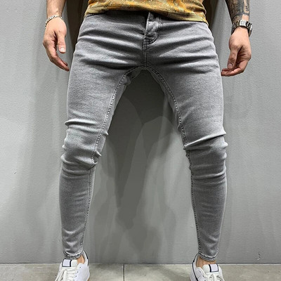 Džinsai Vyriški Skinny Slim Fit Mėlyna Juoda Hip Hop Džinsinės Kelnės Laisvalaikiai Džinsai Vyriški Gatvės Apranga Laisvalaikio džinsai