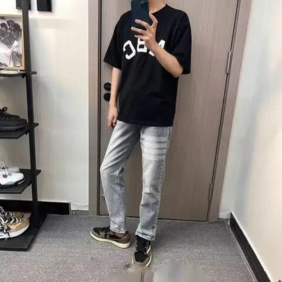 Jauns pavasara rudens korejiešu modes darba apģērbs džinsa hip-hop četru stieņu apdruka Slim klasiski džinsi vīriešu luksusa džinsu bikses