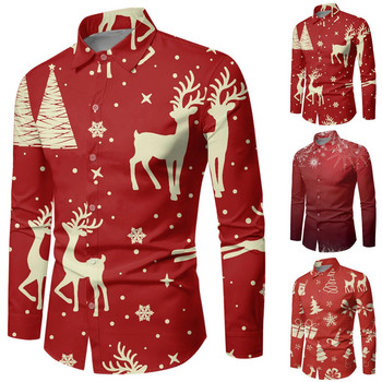 Snowflake 3d print πουκάμισα Χριστουγεννιάτικες μπλούζες Navidad Πρωτοχρονιάτικα γιορτινά μπλουζάκια Χριστουγεννιάτικου δώρου Φθινόπωρο Χειμώνας Camisas De Hombre