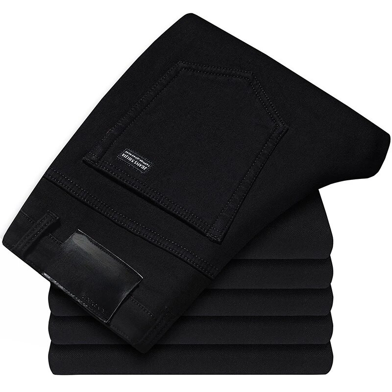 Nauji vyriški džinsai Pavasario ruduo Vyriški išmanūs džinsai Vyriški klasikiniai džinsai Verslo mados tiesios, mėlynos tamprios džinsinės kelnės