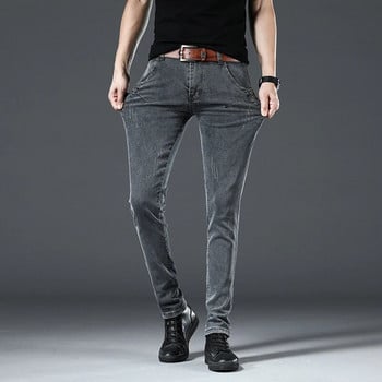 Марково облекло, мъжки дънки, сиви, еластични, тънки, кльощави, бизнес ежедневни класически тип издание, удобни мъжки дънкови панталони