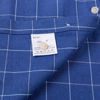 Мъжка модна универсална оксфордска риза с къс ръкав, ежедневни ризи с един гръден джоб и удобни памучни карирани райета