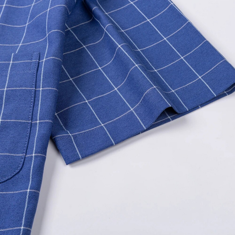 Ανδρικό μονό κοντό μανίκι πουκάμισο Oxford με κανονική εφαρμογή Άνετο βαμβακερό καρό ριγέ casual πουκάμισο