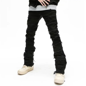 2023 Dark Streetwear Μαύρο φαρδύ Grunge τζιν Y2K ανδρικό παντελόνι συνονθύλευμα Hip Hop ίσιο τζιν παντελόνι Pantalones Hombre
