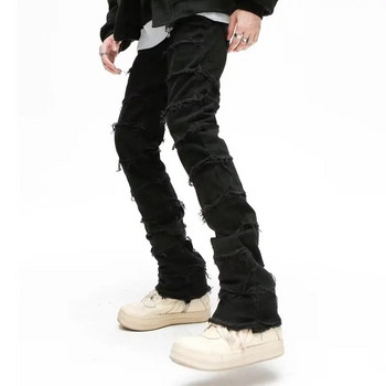 2023 Тъмно улично облекло Черни широки гръндж дънки Y2K Панталони Мъжки пачуърк Хип-хоп прави дънкови панталони Панталони Hombre