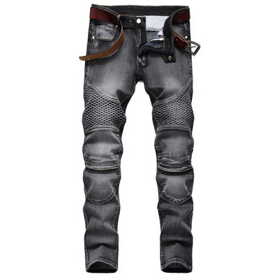 Denim Designer MOTO BIKE sirged mootorrattateksad meestele, suurus 42, sügisene kevadpunk rock tänavarõivad, ratsutamise põlvekaitsepüksid