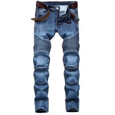 Denim Designer MOTO BIKE sirged mootorrattateksad meestele, suurus 42, sügisene kevadpunk rock tänavarõivad, ratsutamise põlvekaitsepüksid