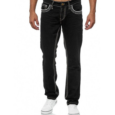 Igapäevased Bastic Solid Stretch Straight Teksad Meeste Vuntsiefektiga Taskud Denim Cargo Püksid Vabaaja vabad Pantalones Hombre püksid