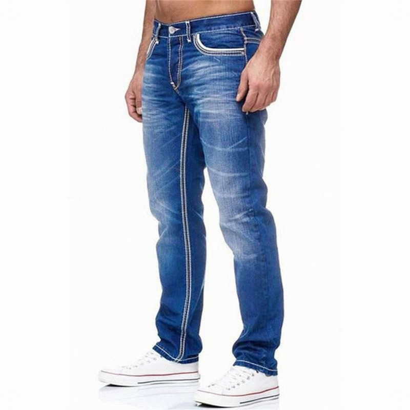 Igapäevased Bastic Solid Stretch Straight Teksad Meeste Vuntsiefektiga Taskud Denim Cargo Püksid Vabaaja vabad Pantalones Hombre püksid