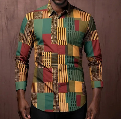 Καρό Πουκάμισα για Ανδρικά Μακρυμάνικα Πουκάμισα 3d Print Ένδυση Μόδα Ανδρικά Πουκάμισα Μπλούζες Υψηλής Ποιότητας Μπλούζες Πέτο Πολυχρηστικά Ρούχα