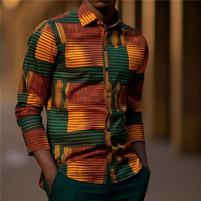 Καρό Πουκάμισα για Ανδρικά Μακρυμάνικα Πουκάμισα 3d Print Ένδυση Μόδα Ανδρικά Πουκάμισα Μπλούζες Υψηλής Ποιότητας Μπλούζες Πέτο Πολυχρηστικά Ρούχα