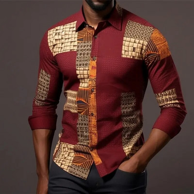 Καρό Πουκάμισα για Ανδρικά Μακρυμάνικα Πουκάμισα 3d Print Ένδυση Μόδα Ανδρικά Πουκάμισα Μπλούζες Υψηλής Ποιότητας Μπλούζες Πέτο Πολυχρηστικά Ρούχα