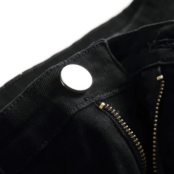 Τζιν Τζιν Σχέδιο Μόδα Λάκα Πόδι Casual Παντελόνι Stretch Κανονική Εφαρμογή Μαύρο μακρύ τζιν Ανδρικό Νέο Τέσσερις Εποχής Plus Size