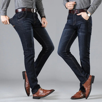 2023 Мъжки черни сини стандартни дънки в класически стил Бизнес ежедневни еластични дънкови панталони Мъжки маркови панталони