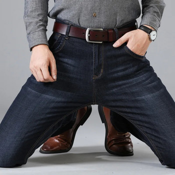 2023 Мъжки черни сини стандартни дънки в класически стил Бизнес ежедневни еластични дънкови панталони Мъжки маркови панталони