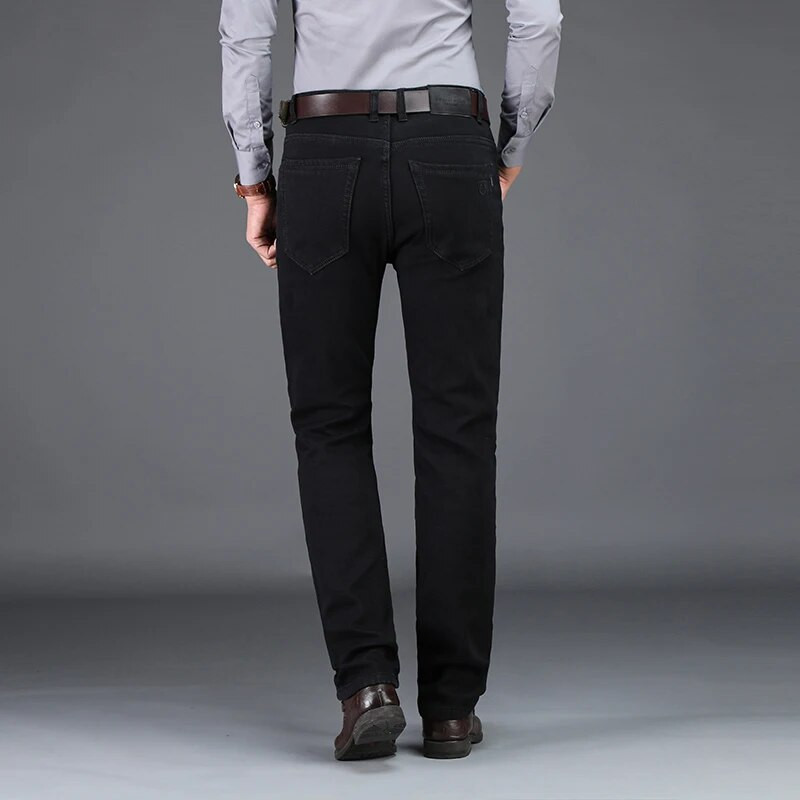 Didelis dydis 40 42 Vyriški juodi džinsai Nauji medvilniniai elastiniai tiesios kelnės Vyriškos mados verslo džinsinės kelnės prekės ženklo drabužiai