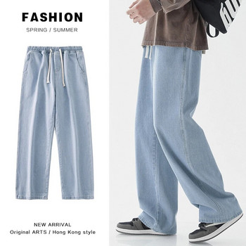 Μεγάλο φαρδύ τζιν Ανδρικό Άνοιξη Καλοκαίρι Νέα τάση Ins Straight Loose ελαστική μέση Casual Streetwear φαρδύ παντελόνι Αντρικό