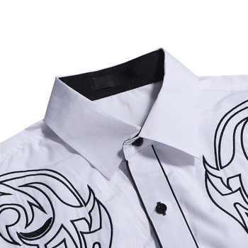 Западни каубойски бели ризи Мъжки ежедневни тънки ризи с дълги ръкави, парти ризи, мъжко облекло Camisetas Masculina Ново
