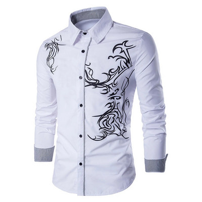 Vakarų kaubojų balti marškiniai Vyriški laisvalaikio Slim Fit ilgomis rankovėmis socialiniai marškinėliai vakarėliui Vyriški drabužiai Camisetas Masculina Nauja