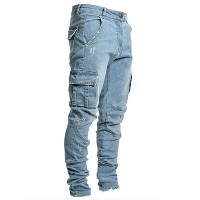 Прави дънки Мъжки пънк тесни дънкови панталони Пролет Лято Boyfriend Jeans Streetwear Zipper Slim Fit Черни готически панталони
