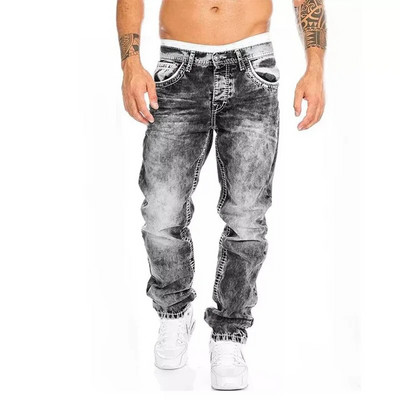 Прави дънки Мъжки пънк тесни дънкови панталони Пролет Лято Boyfriend Jeans Streetwear Zipper Slim Fit Черни готически панталони