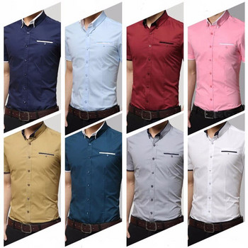 TFETTERS New Arrival Brand Мъжка лятна бизнес риза с къси ръкави и отложна яка Ежедневна риза Риза Мъжки ризи Голям размер 5XL