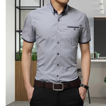 TFETTERS New Arrival Ανδρικό καλοκαιρινό επαγγελματικό πουκάμισο κοντό μανίκι με γυριστό γιακά casual πουκάμισο ανδρικό πουκάμισο μεγάλο μέγεθος 5XL