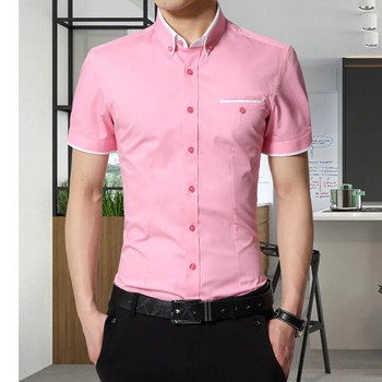 TFETTERS New Arrival Brand Мъжка лятна бизнес риза с къси ръкави и отложна яка Ежедневна риза Риза Мъжки ризи Голям размер 5XL