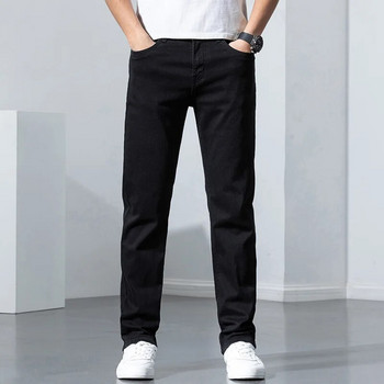 2022 Класически мъжки прави дънки Homme Pantalon Streetwear Меки черни сини дънкови мъжки панталони Masculino