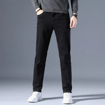 2022. aasta klassikalised meeste sirged teksad Homme Pantalon tänavarõivad, pehmed must sinised maskuliino teksapüksid meeste püksid